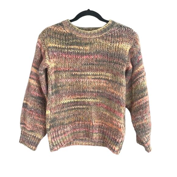 Topshop Pink Multicolor Colorful Knit Long Sleeve Wool Blend Sweater Women Sz XS - Picture 1 of 7